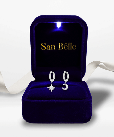 Moissanitowe kolczyki księżyc i gwiazdy