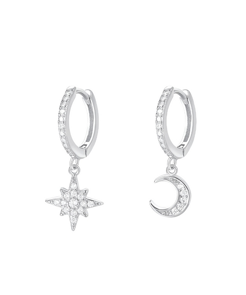 Moissanitowe kolczyki księżyc i gwiazdy