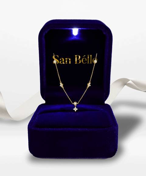 Naszyjnik Koniczyna Moissanit - Złoty