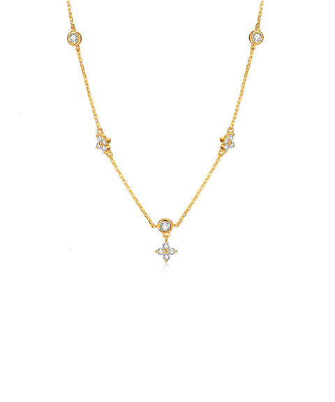 Naszyjnik Koniczyna Moissanit - Złoty