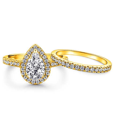 Zestaw pierścionków z moissanitem Jolie – złoty