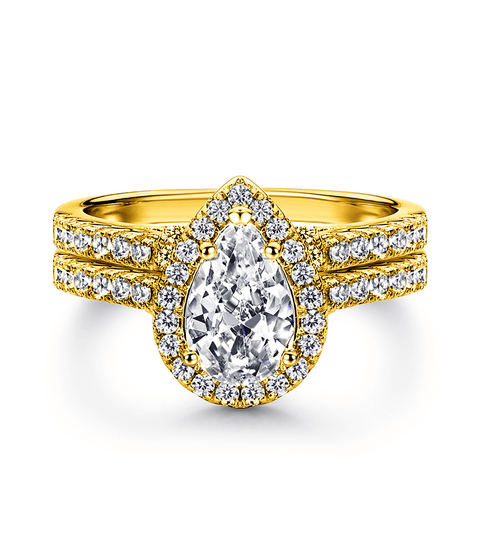 Zestaw pierścionków z moissanitem Jolie – złoty