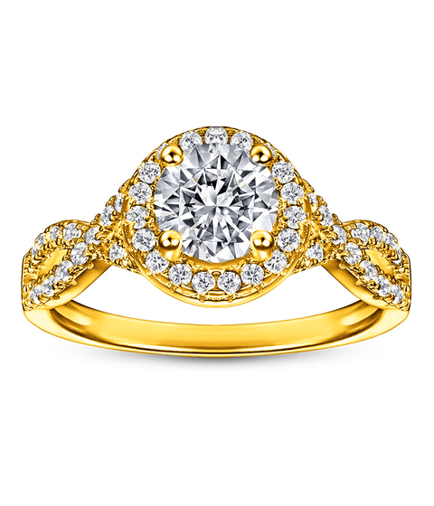 Pierścionek z moissanitem Charm – złoty