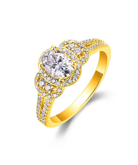 Pierścionek Moissanit Oris - Złoty