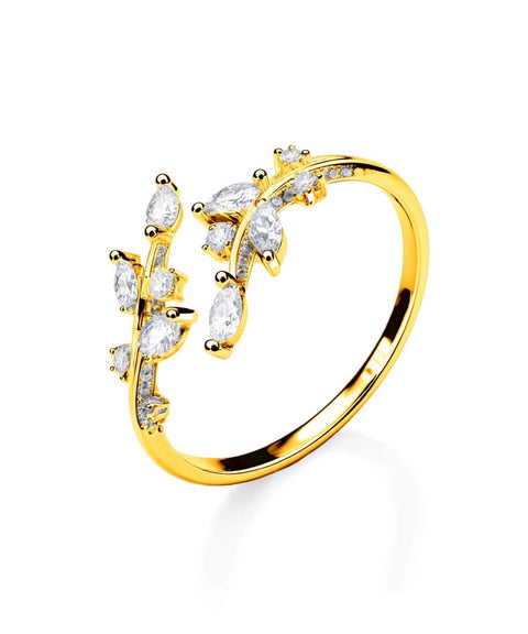 Pierścionek Moissanit Flora - Złoty