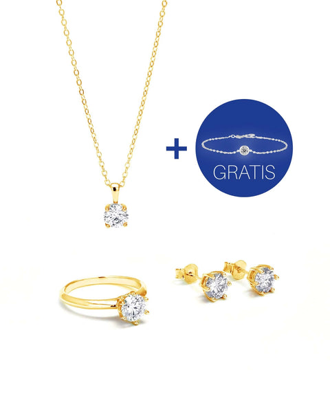 San Bélle Zestaw biżuterii 4-karatowe złoto z regulowanym pierścionkiem Sofia wraz z bezpłatną bransoletką