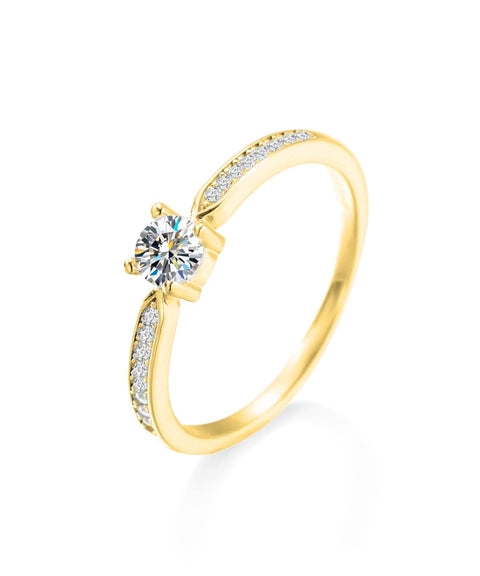 Moissanitowy pierścionek Glam – złoty