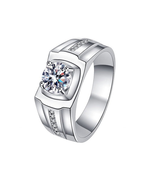 Moissanitowy męski pierścionek Graf