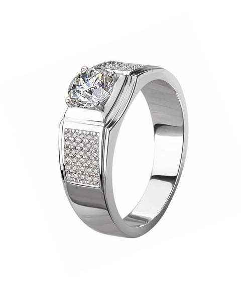 Męski pierścionek z moissanitem „Zorza Polarna”