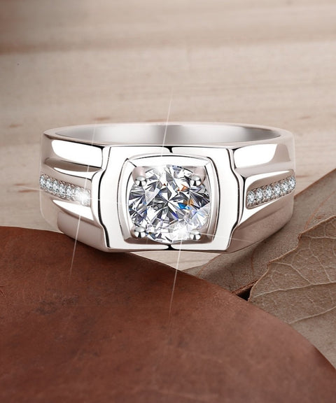Moissanitowy męski pierścionek Graf