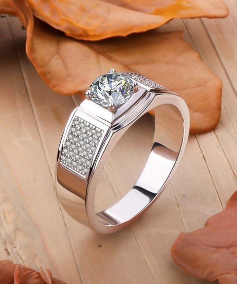 Męski Pierścionek Moissanit Zorza Polarna - Złoto