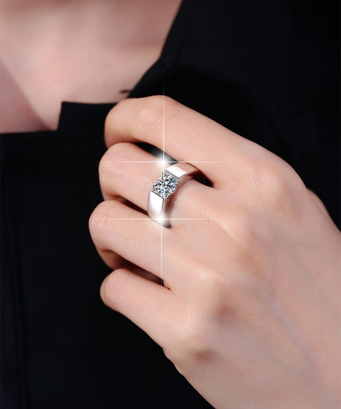 Moissanit Męski Pierścionek Prestige - Złoto