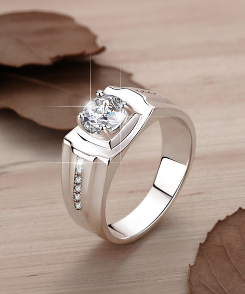 Moissanitowy męski pierścionek Graf