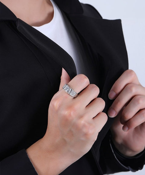 Męski Pierścionek Moissanit Zorza Polarna - Złoto