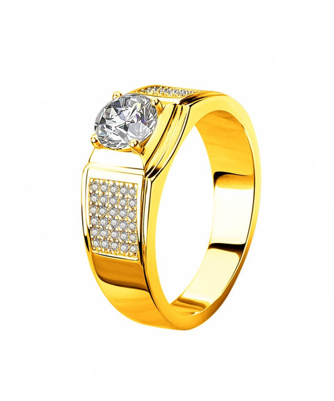 Męski Pierścionek Moissanit Zorza Polarna - Złoto