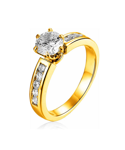 Pierścionek Moissanit Athena – Złoty